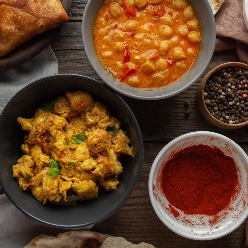 flat-lay-food-wooden-background